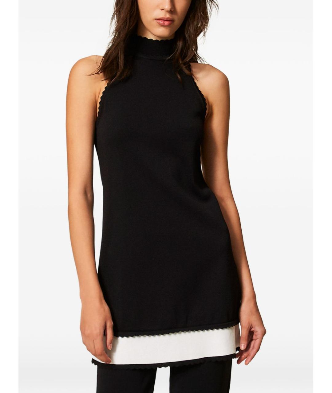 TWIN-SET Черное вискозное повседневное платье, фото 4