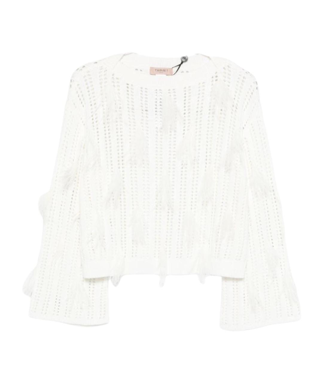 TWIN-SET Белый хлопковый джемпер / свитер, фото 6