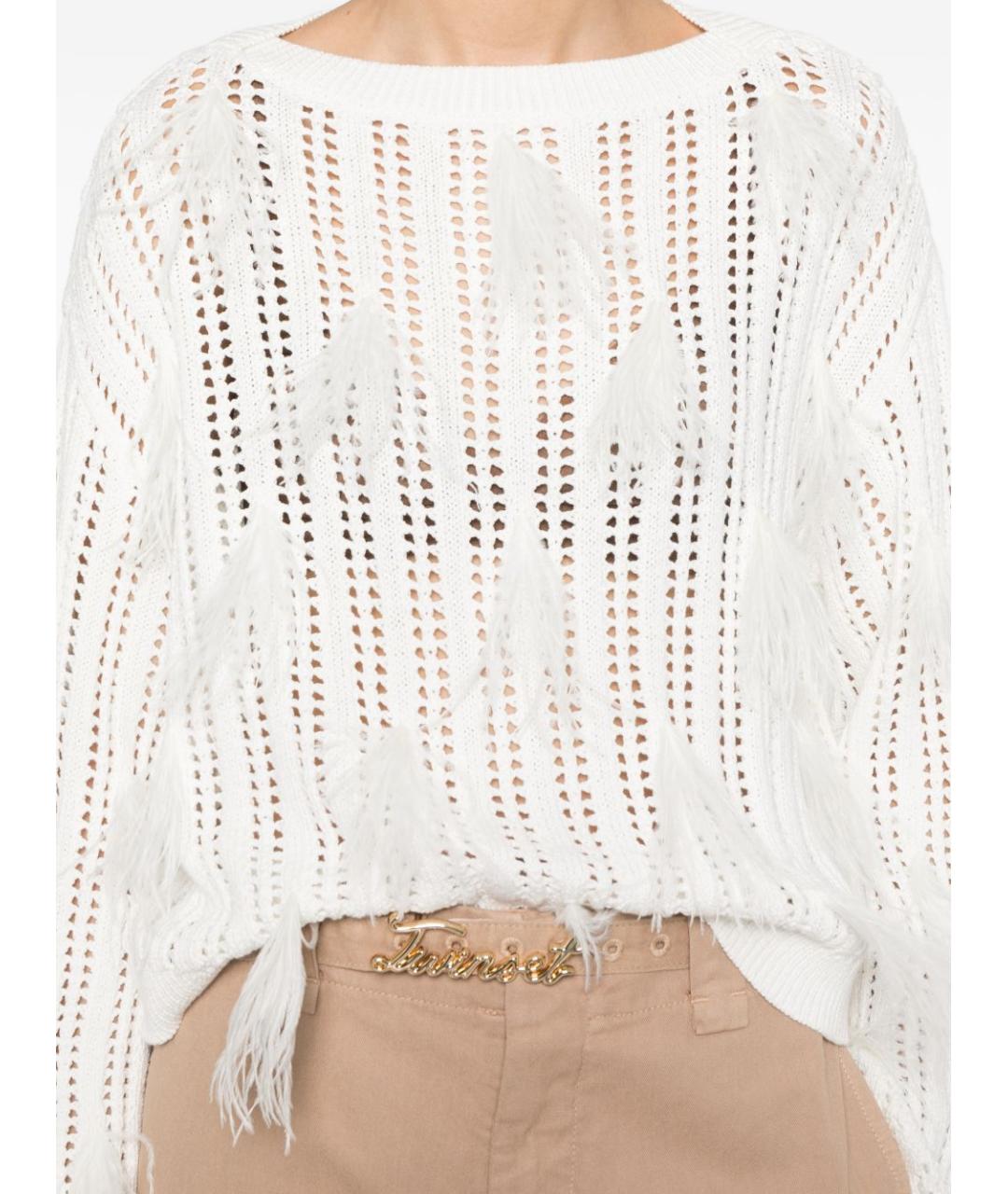 TWIN-SET Белый хлопковый джемпер / свитер, фото 4