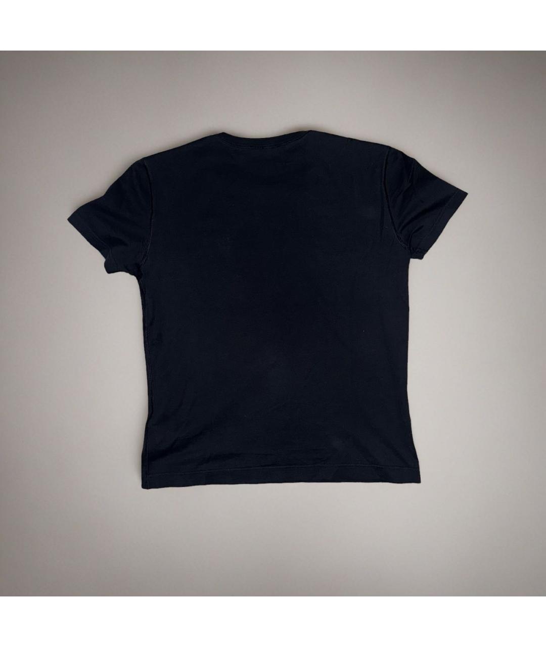 DOLCE&GABBANA Темно-синяя хлопковая футболка, фото 2