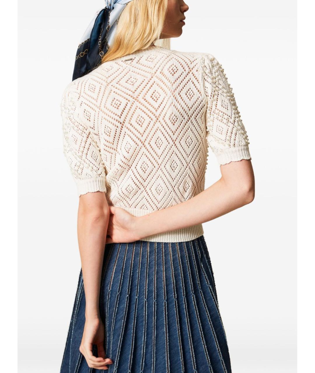 TWIN-SET Бежевый хлопковый джемпер / свитер, фото 2