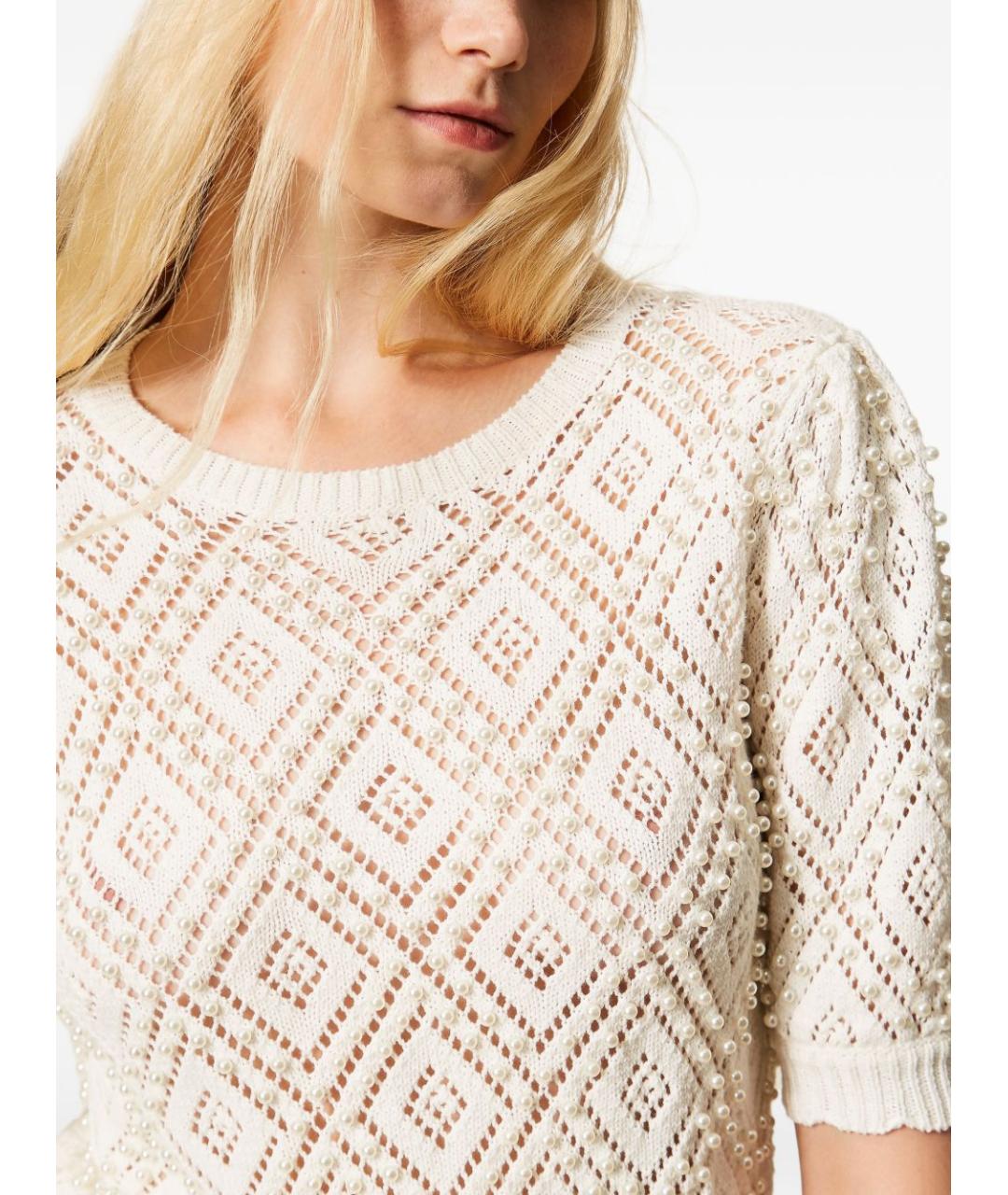 TWIN-SET Бежевый хлопковый джемпер / свитер, фото 5