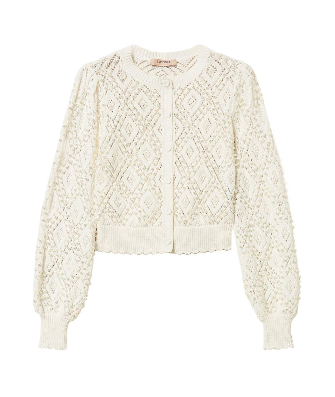 TWIN-SET Белый хлопковый кардиган, фото 1