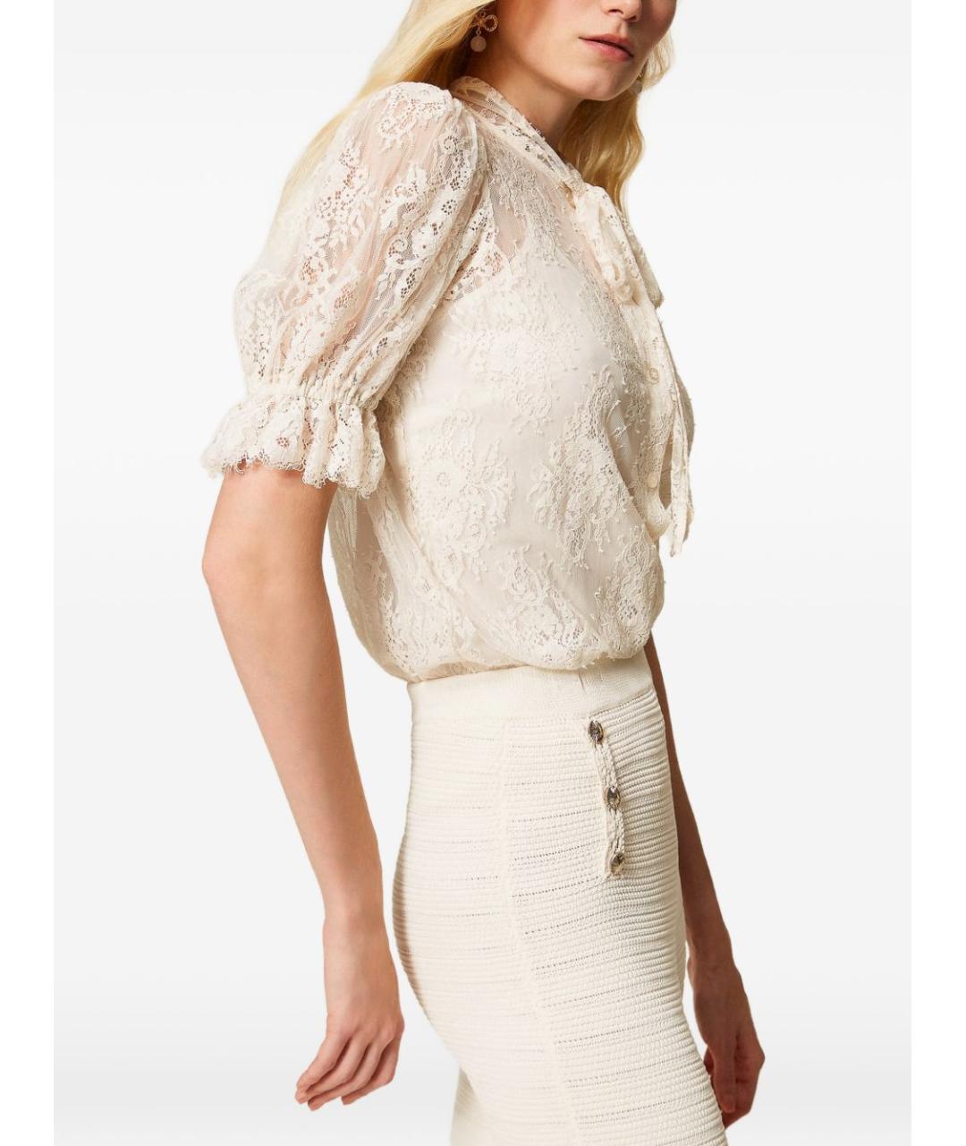 TWIN-SET Бежевая хлопковая рубашка, фото 3