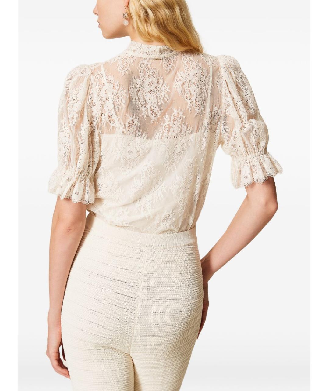 TWIN-SET Бежевая хлопковая рубашка, фото 4