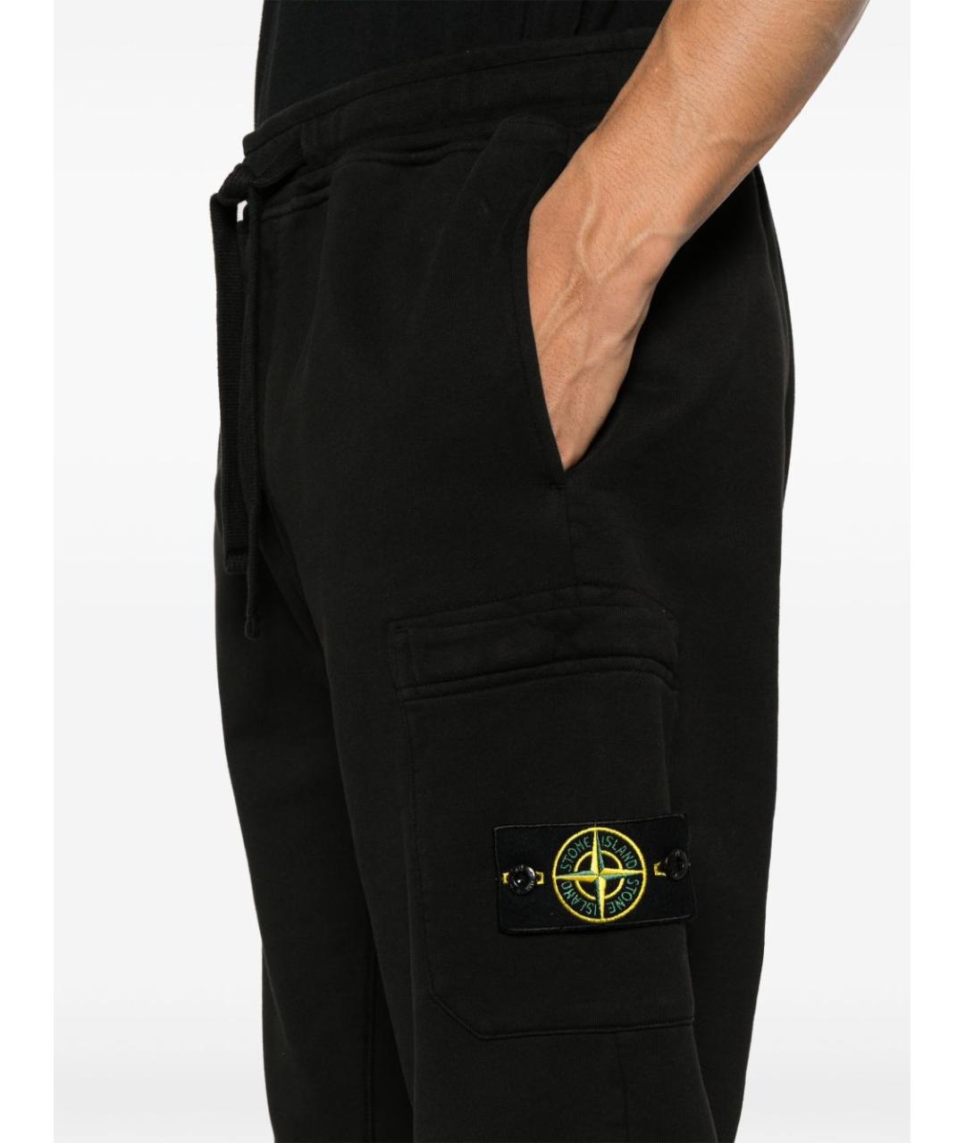 STONE ISLAND Черные хлопковые повседневные брюки, фото 2