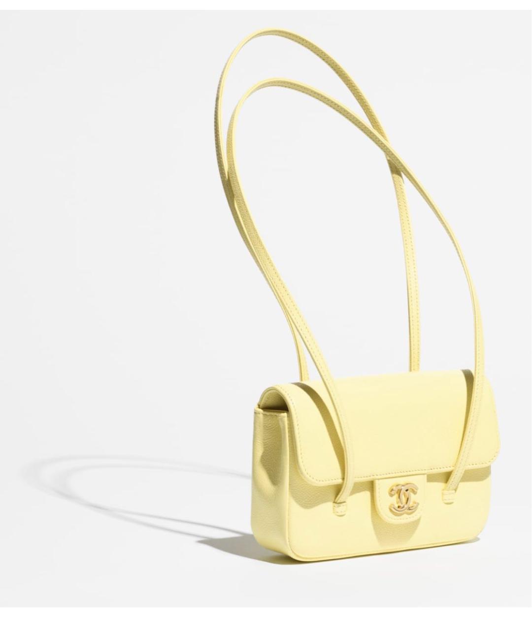 CHANEL Желтая кожаная сумка через плечо, фото 2