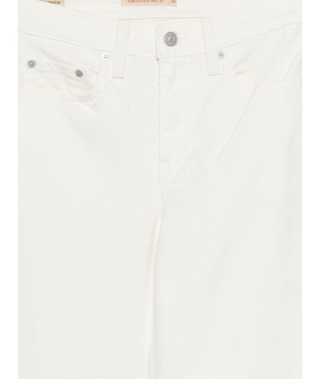 LEVI'S Белые хлопковые прямые джинсы, фото 2