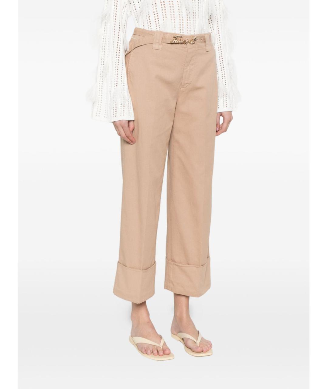 TWIN-SET Бежевые хлопковые прямые брюки, фото 3