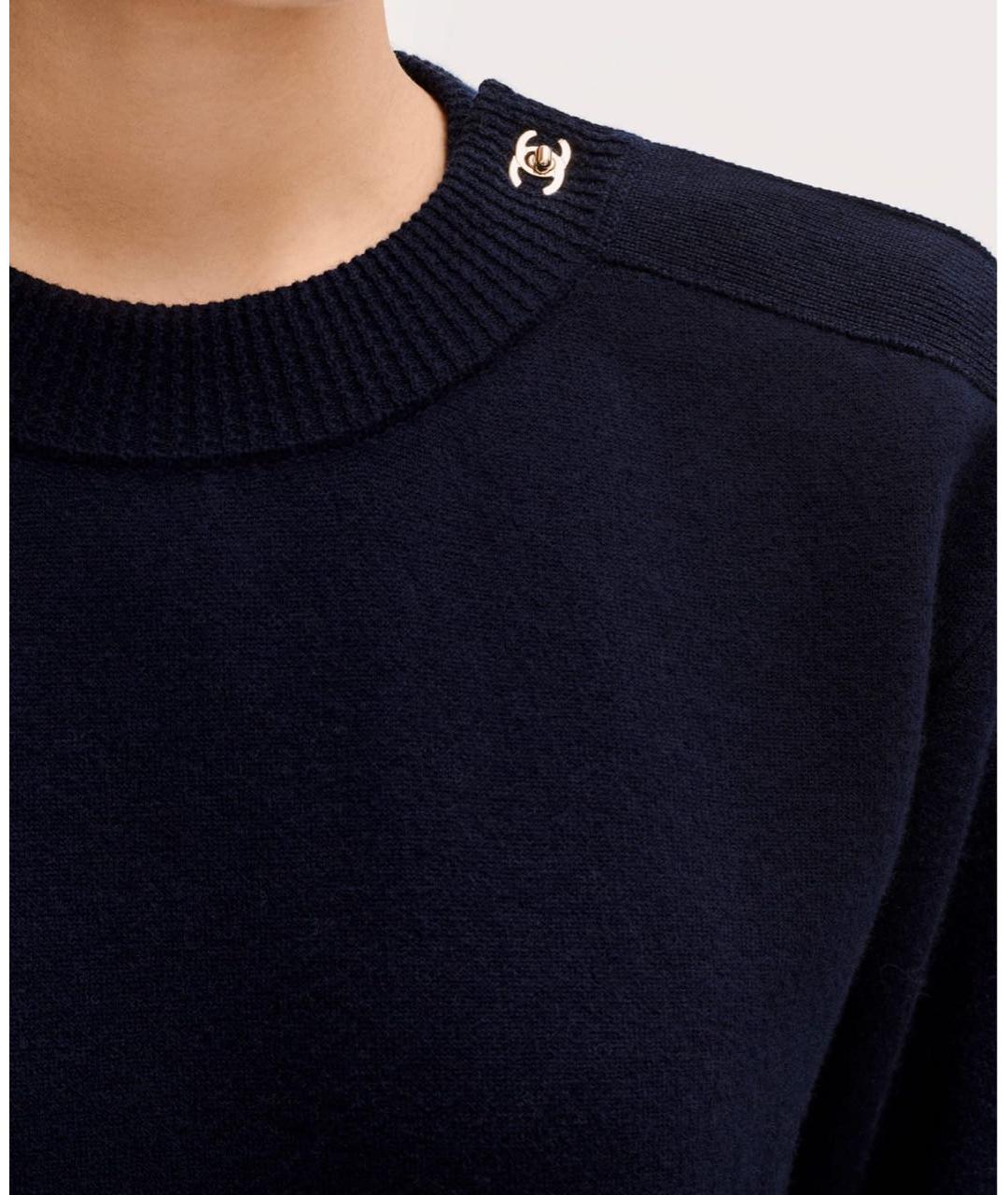 CHANEL Темно-синий кашемировый джемпер / свитер, фото 2