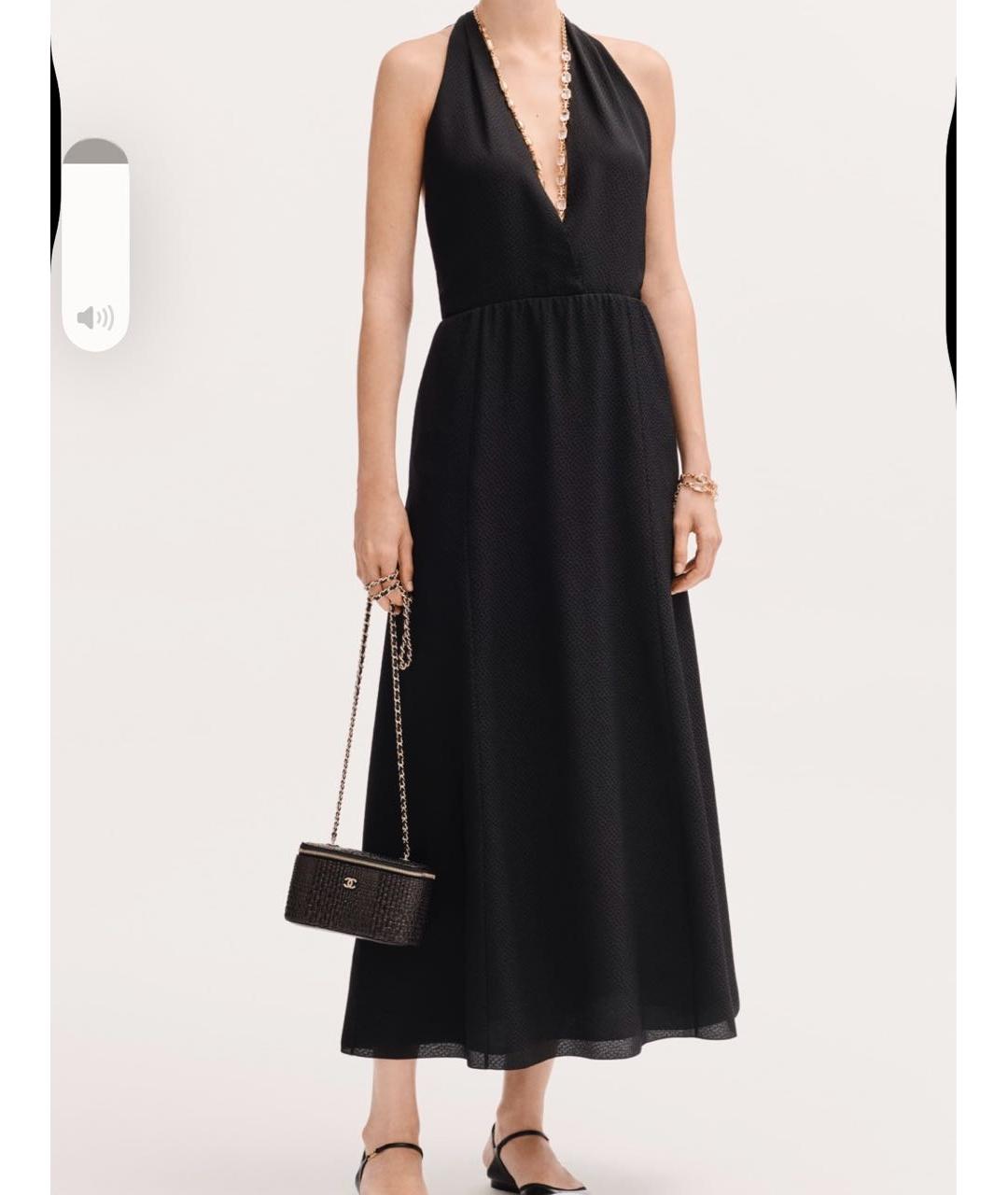 CHANEL Черное шелковое вечернее платье, фото 4