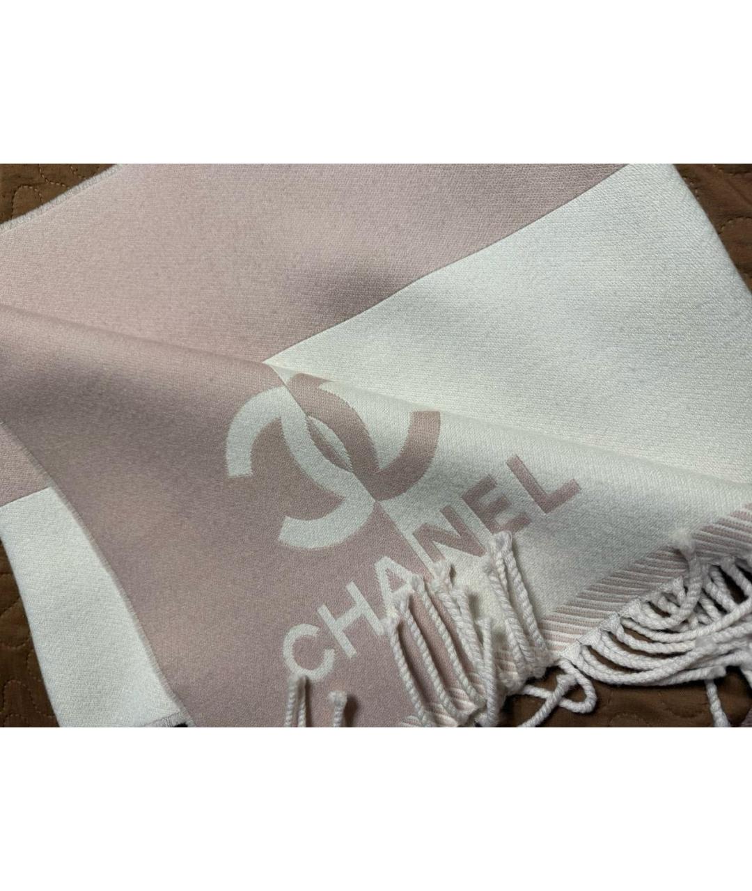 CHANEL Розовый шерстяной шарф, фото 2