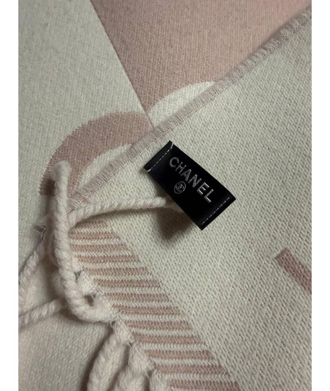 CHANEL Розовый шерстяной шарф, фото 3