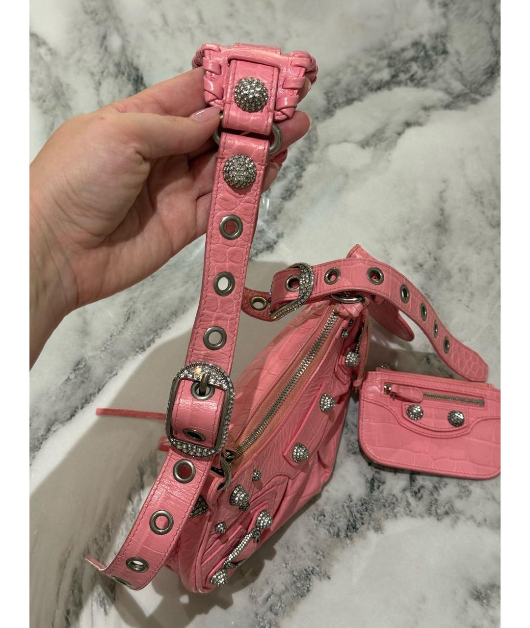 BALENCIAGA Розовая сумка через плечо из искусственной кожи, фото 4