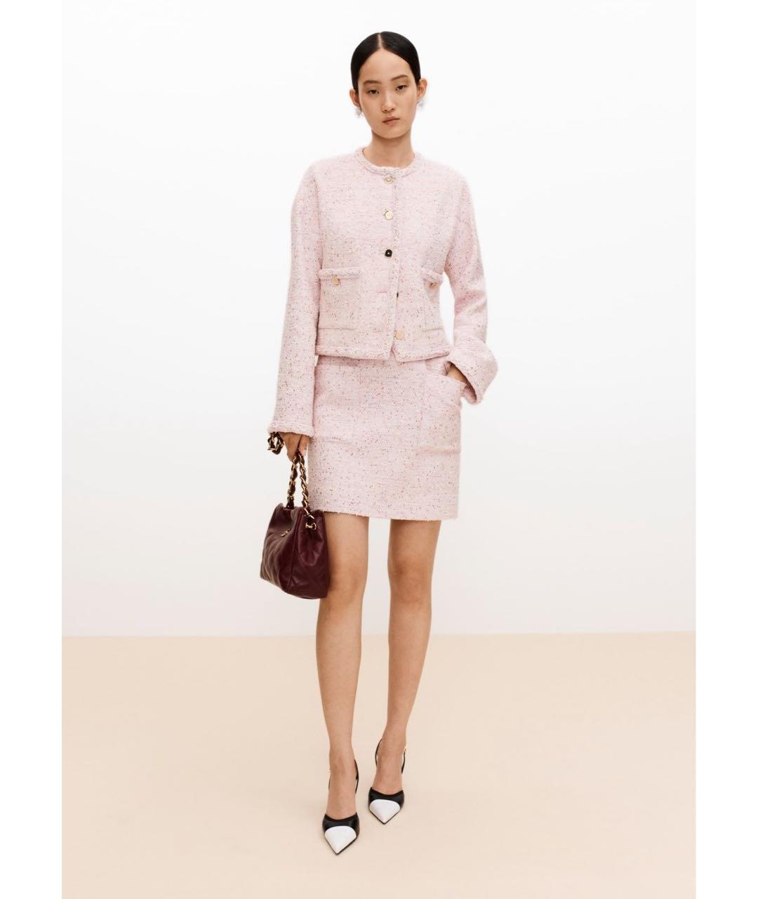 CHANEL Розовый твидовый жакет/пиджак, фото 3