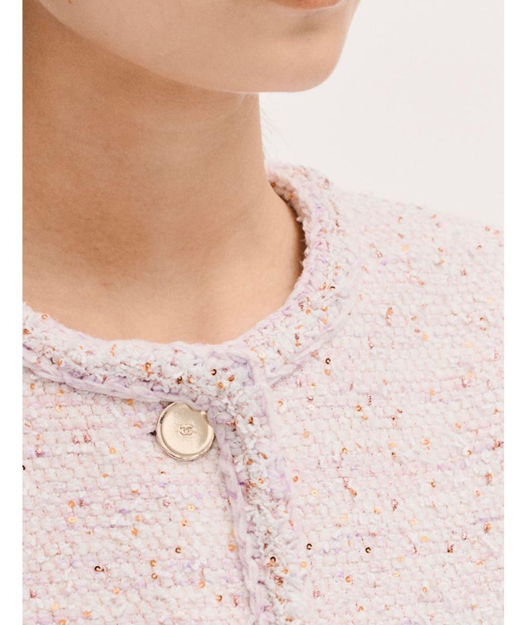 CHANEL Розовый твидовый жакет/пиджак, фото 2