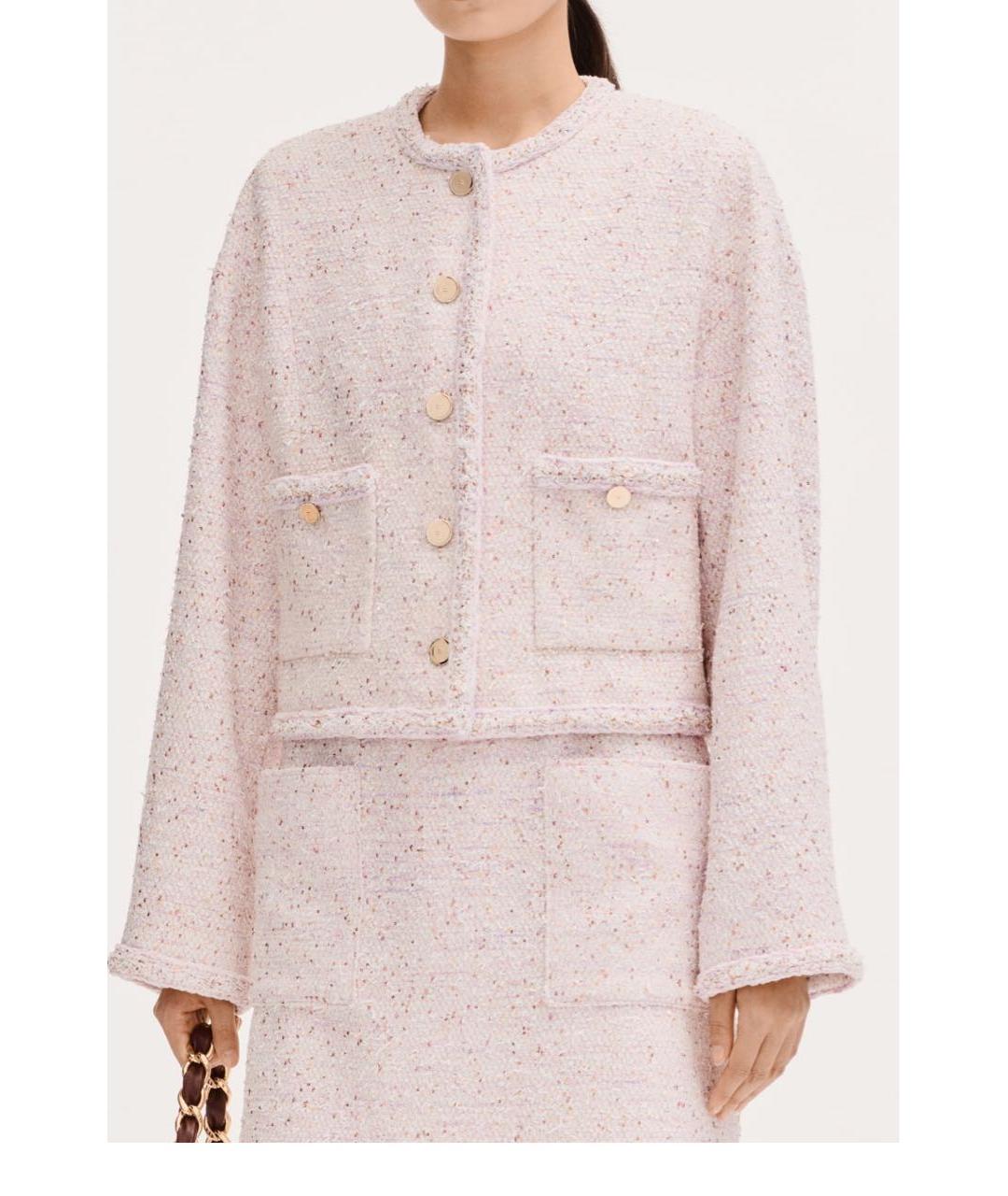CHANEL Розовый твидовый жакет/пиджак, фото 4