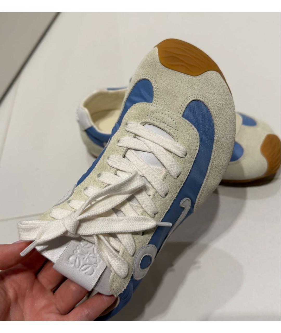 LOEWE Голубые текстильные кроссовки, фото 4