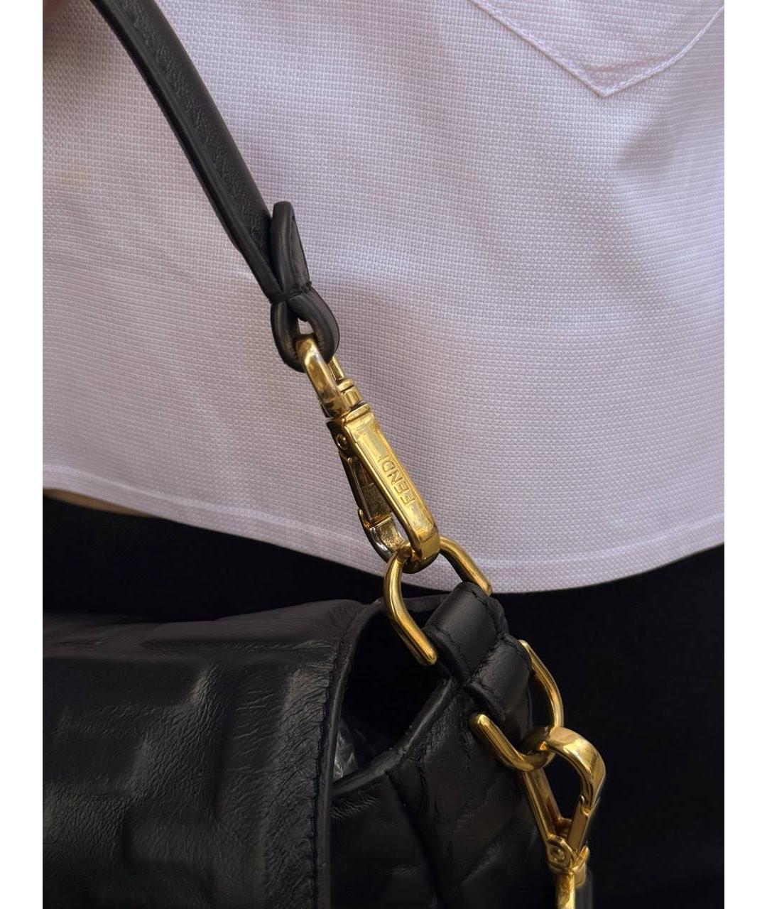 FENDI Черная кожаная сумка с короткими ручками, фото 6