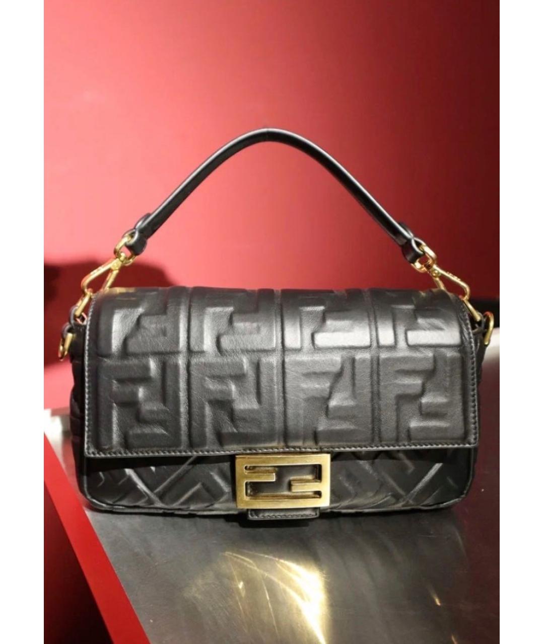 FENDI Черная кожаная сумка с короткими ручками, фото 8