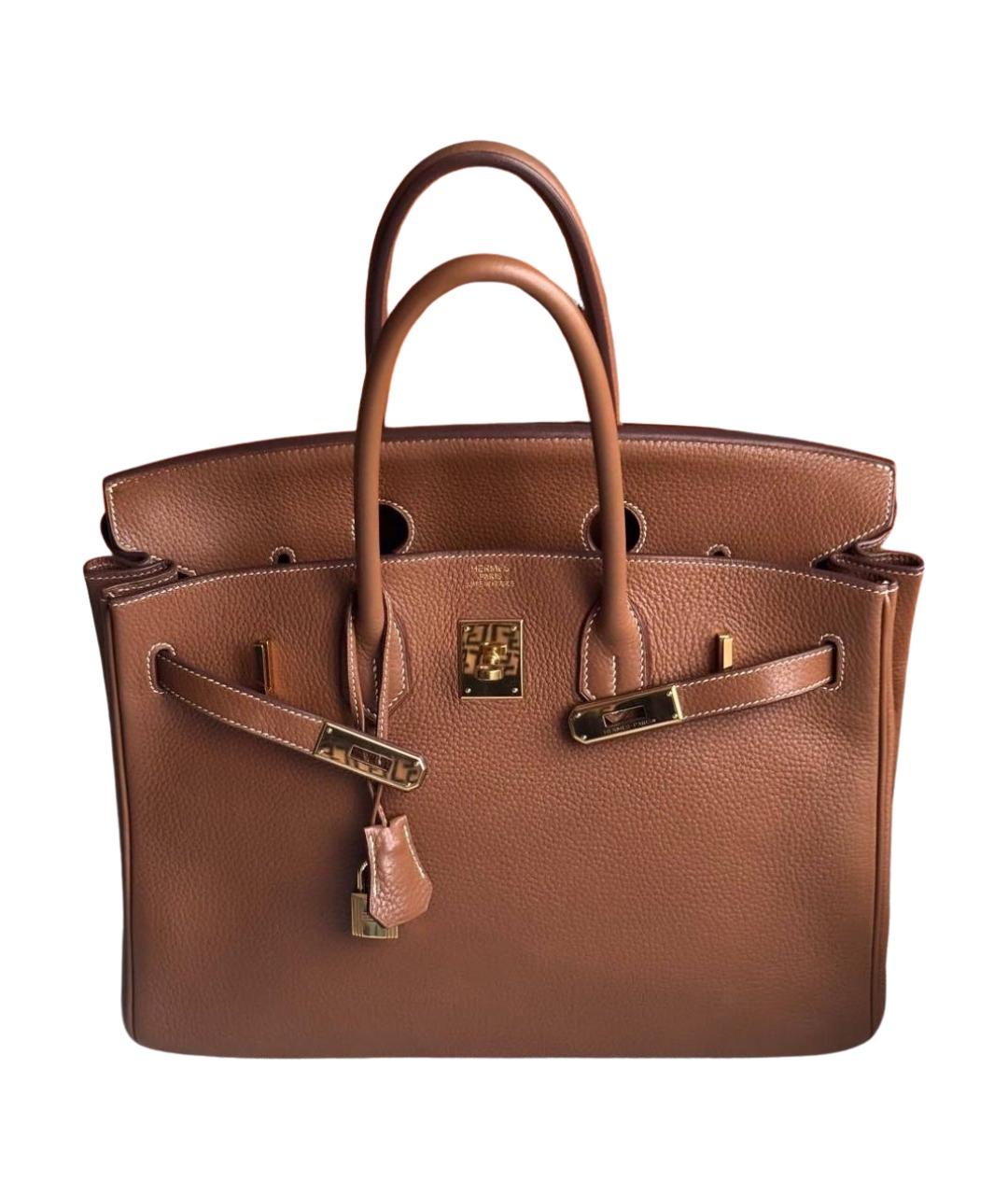 HERMES Коричневая кожаная сумка с короткими ручками, фото 1