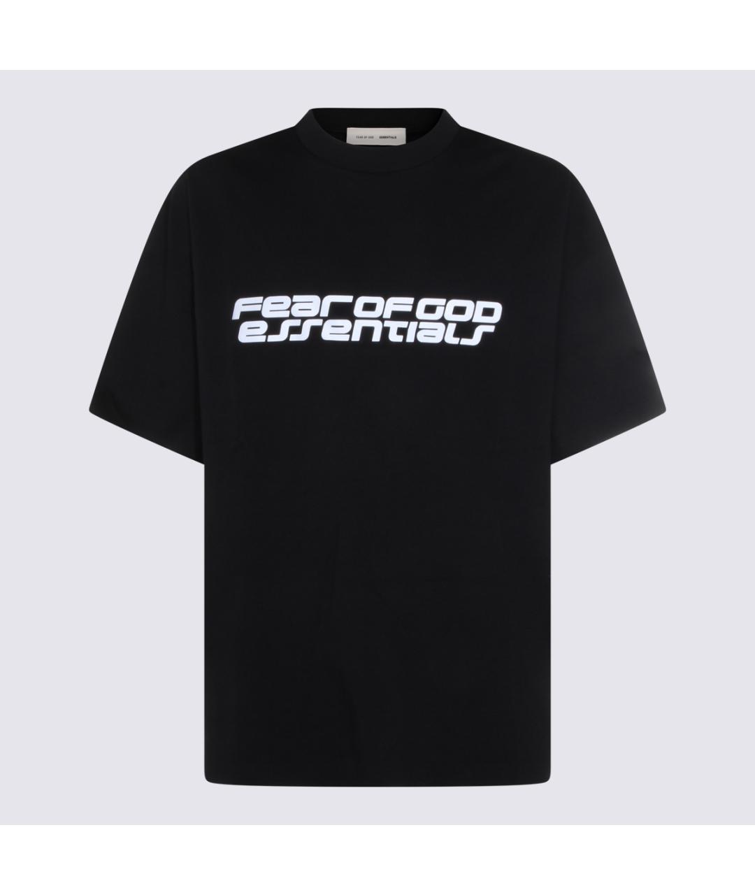 FEAR OF GOD ESSENTIALS Черная хлопко-полиэстеровая футболка, фото 4