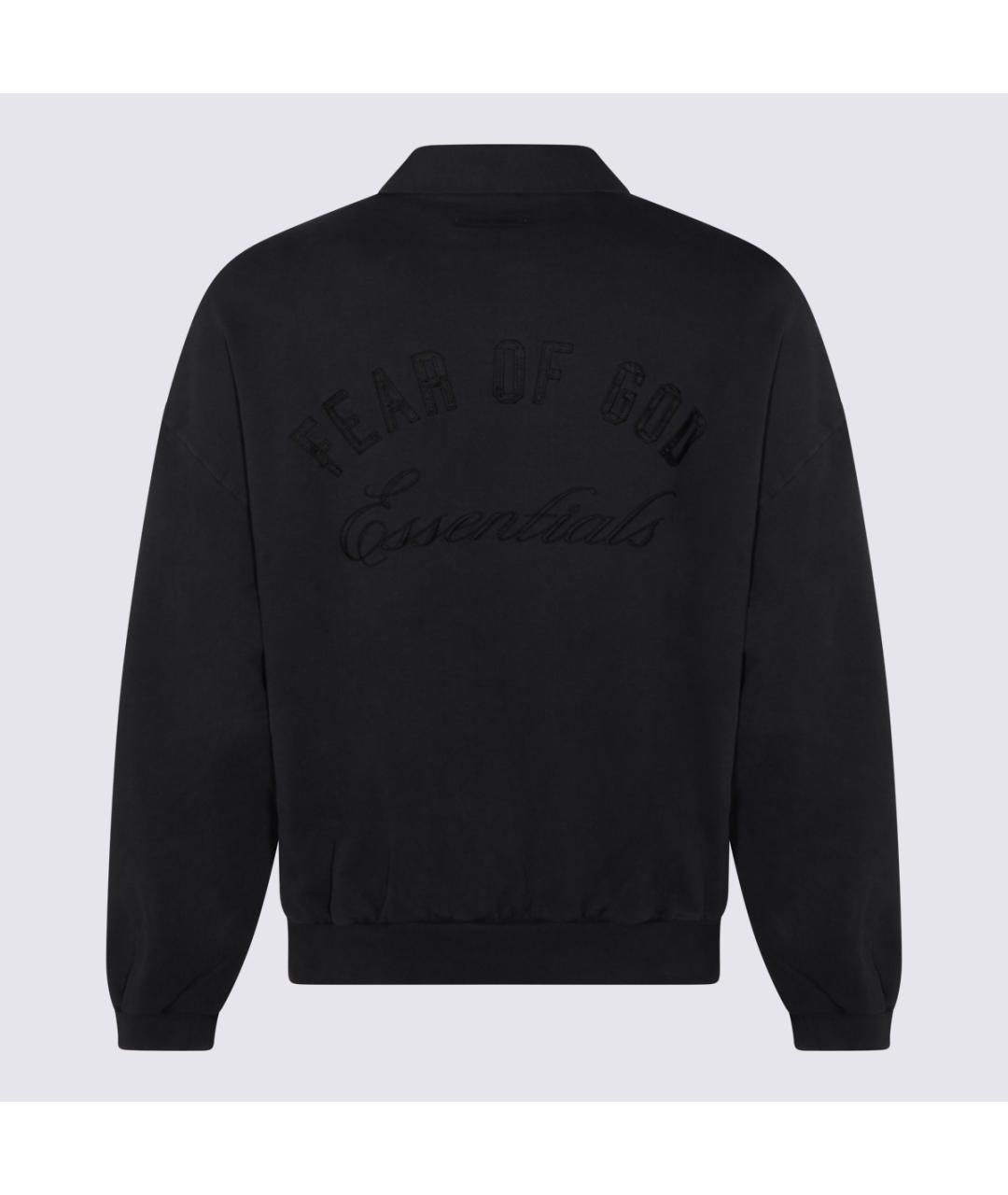 FEAR OF GOD ESSENTIALS Черное хлопковое поло с длинным рукавом, фото 2