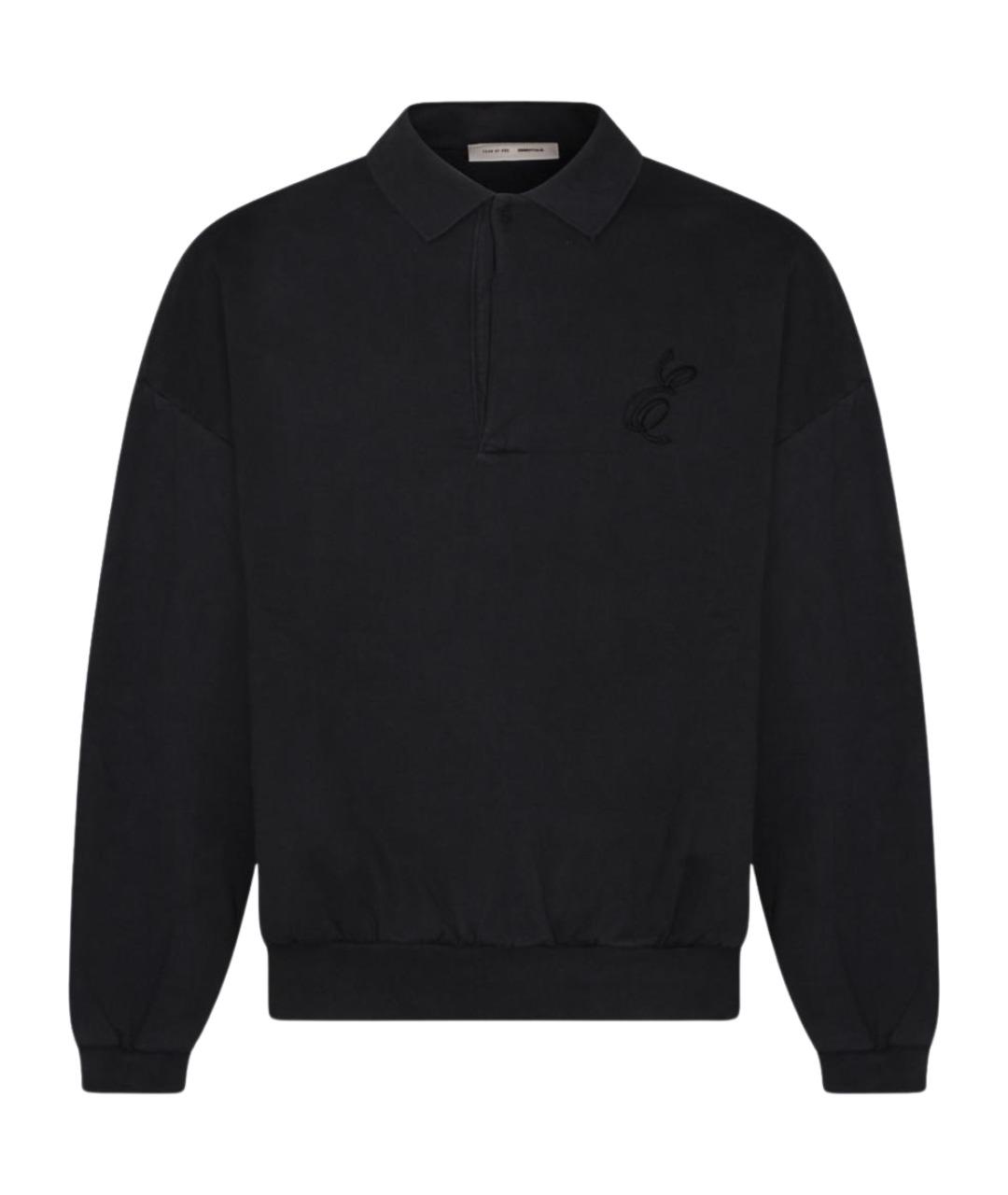 FEAR OF GOD ESSENTIALS Черное хлопковое поло с длинным рукавом, фото 1