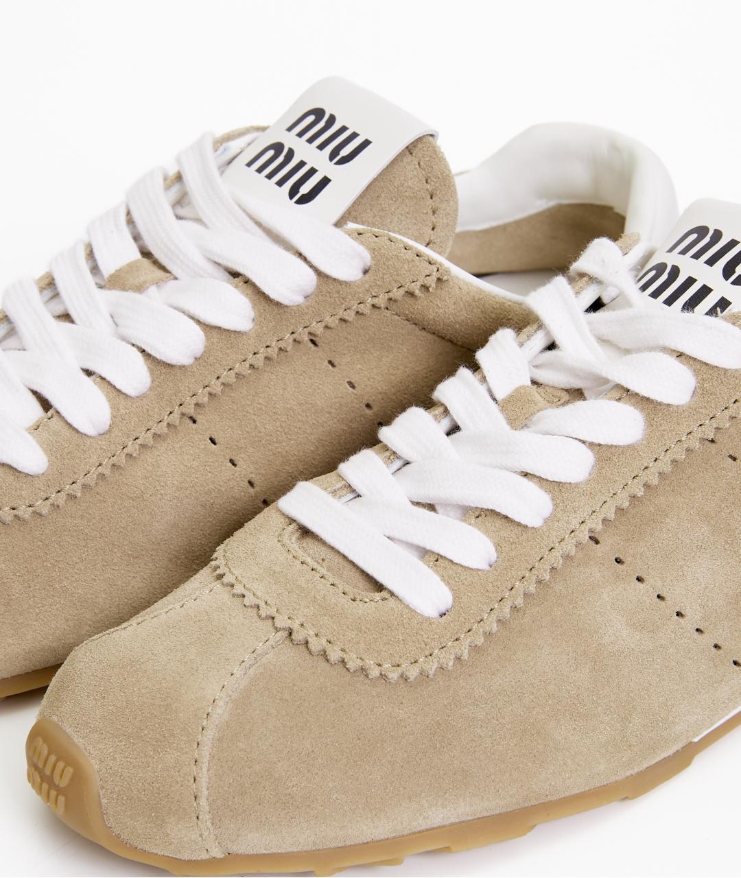 MIU MIU Бежевые замшевые кеды, фото 4