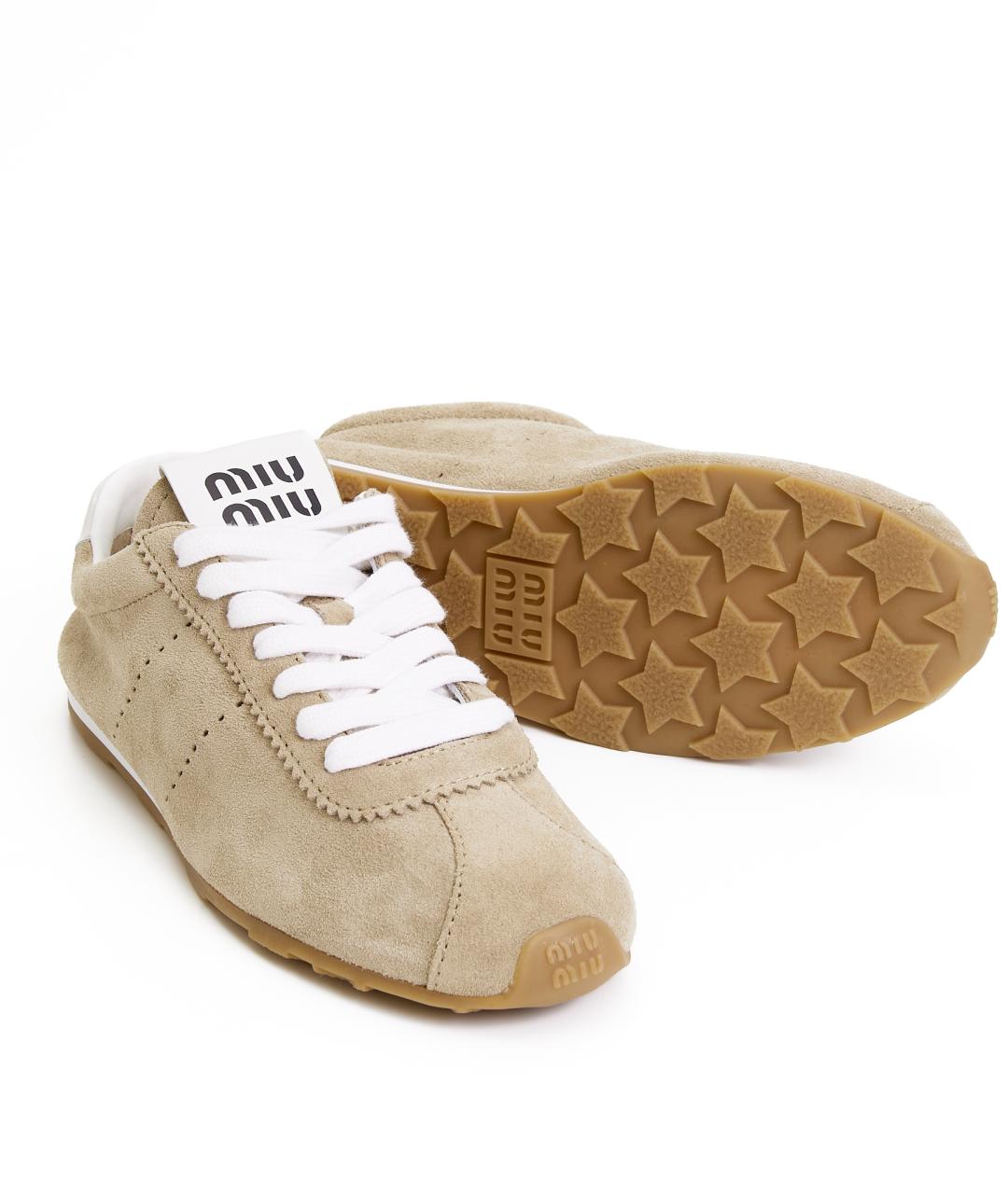MIU MIU Бежевые замшевые кеды, фото 6