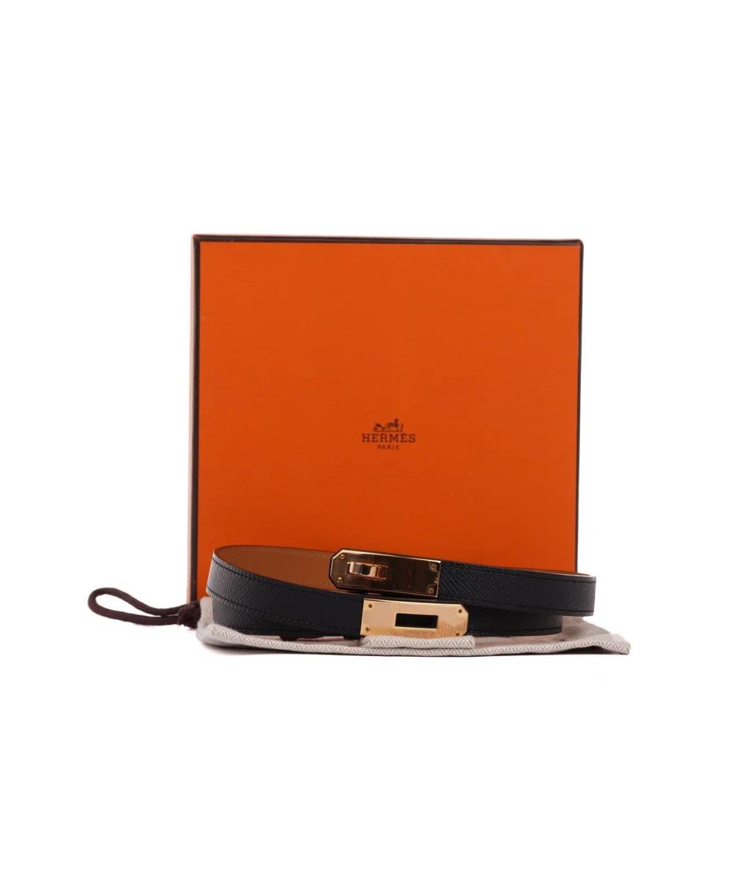 HERMES Черный кожаный ремень, фото 2
