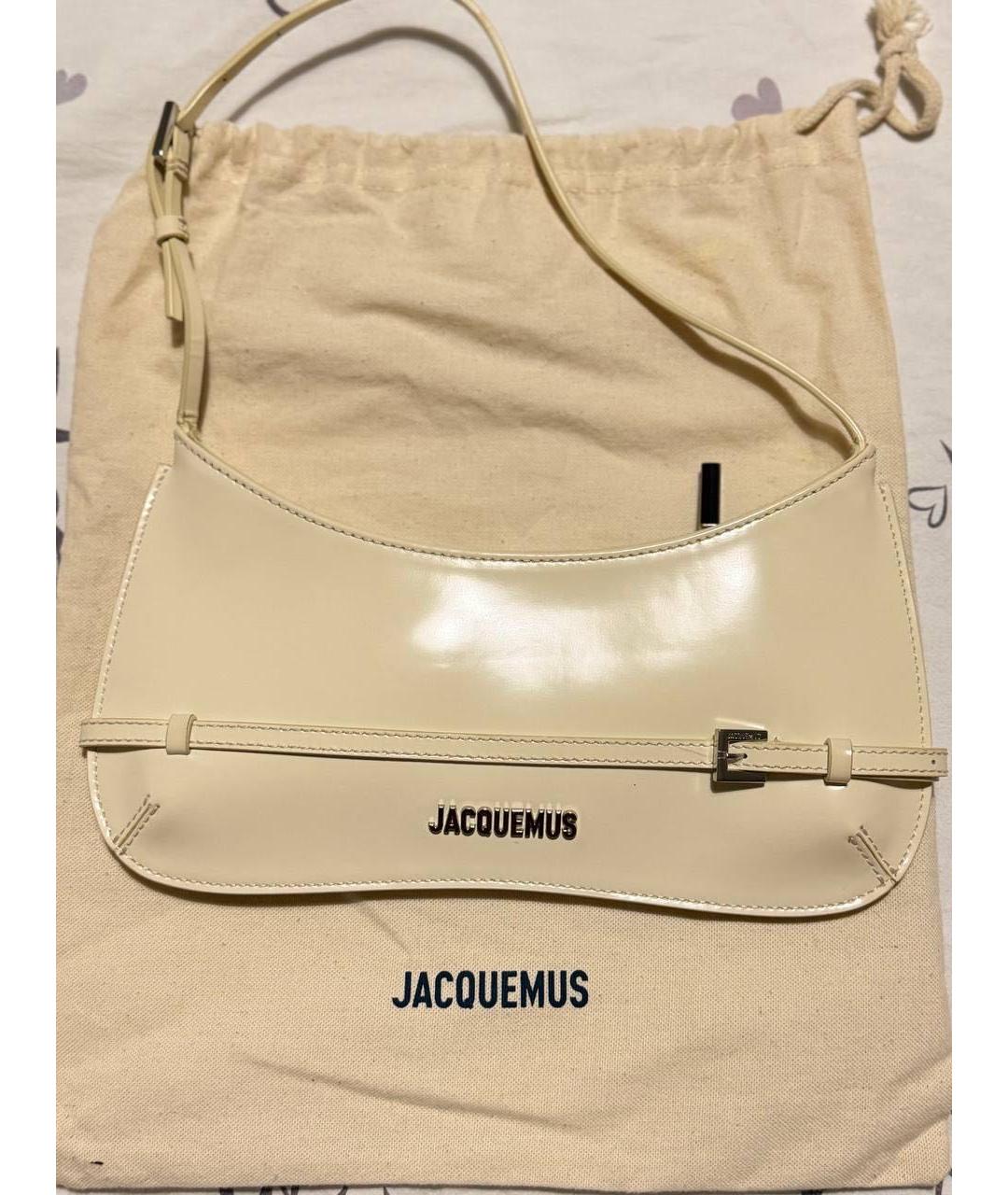 JACQUEMUS Белая кожаная сумка с короткими ручками, фото 8