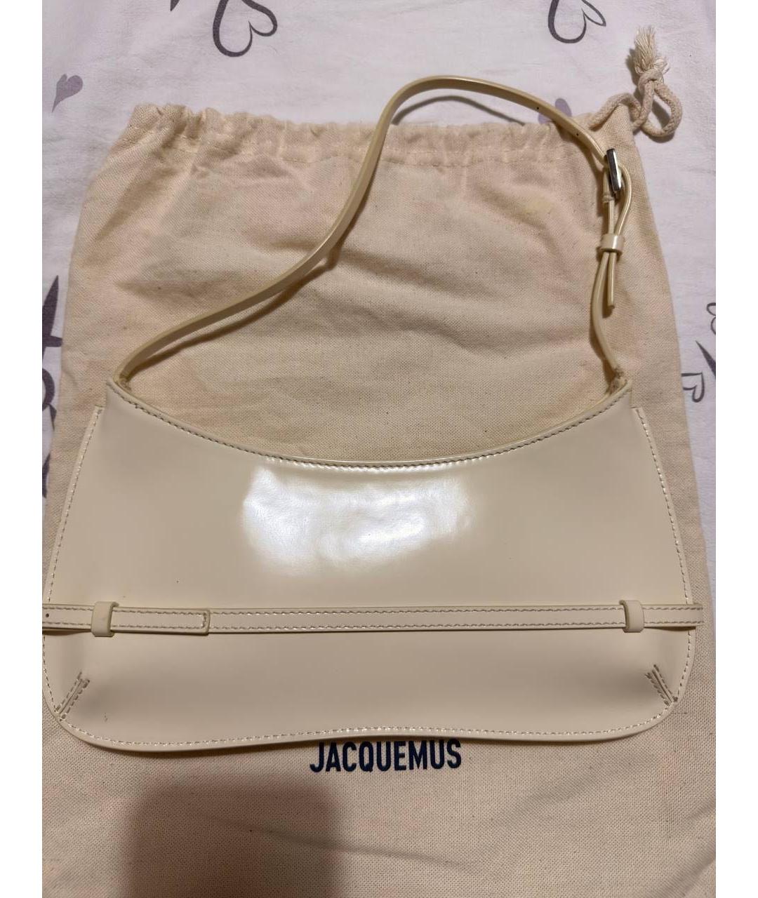 JACQUEMUS Белая кожаная сумка с короткими ручками, фото 5
