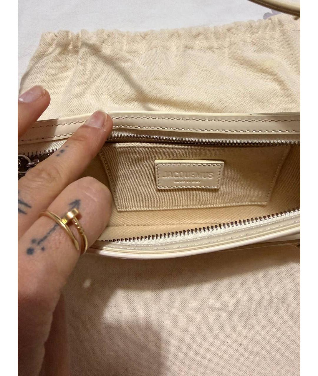 JACQUEMUS Белая кожаная сумка с короткими ручками, фото 2