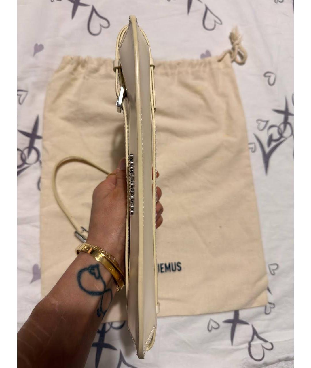 JACQUEMUS Белая кожаная сумка с короткими ручками, фото 4