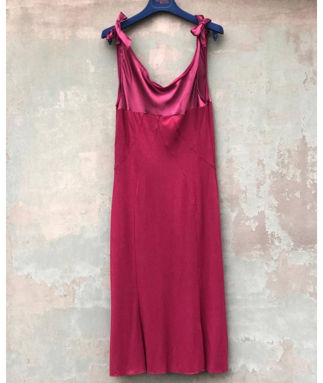 ALBERTA FERRETTI Бордовое повседневное платье, фото 9