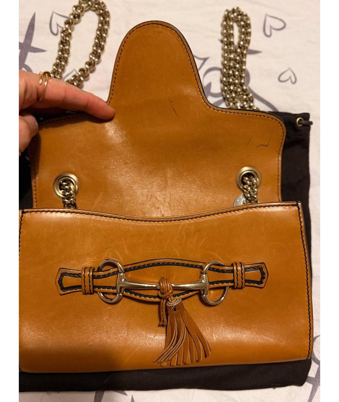 GUCCI Коричневая кожаная сумка через плечо, фото 4