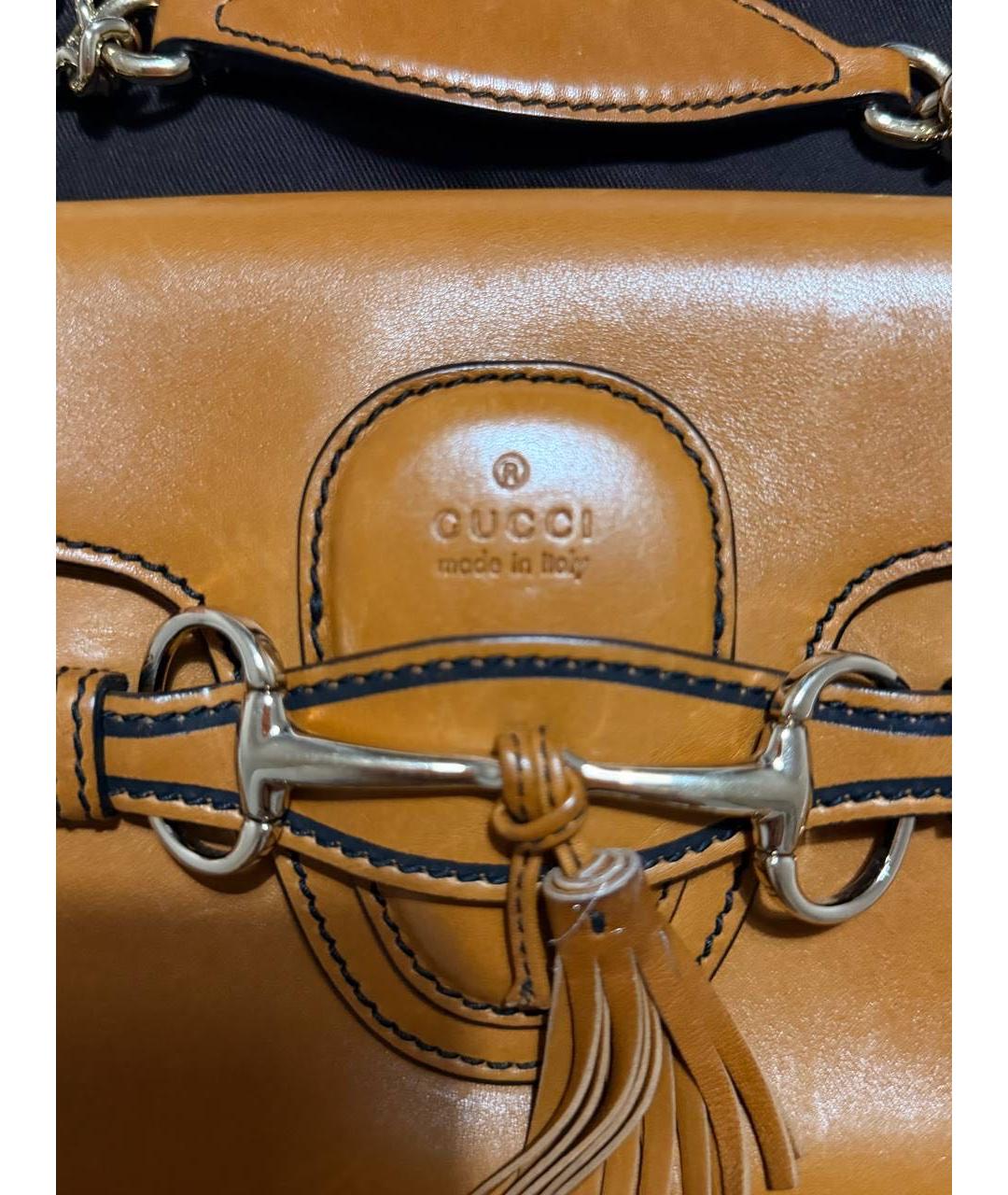 GUCCI Коричневая кожаная сумка через плечо, фото 3