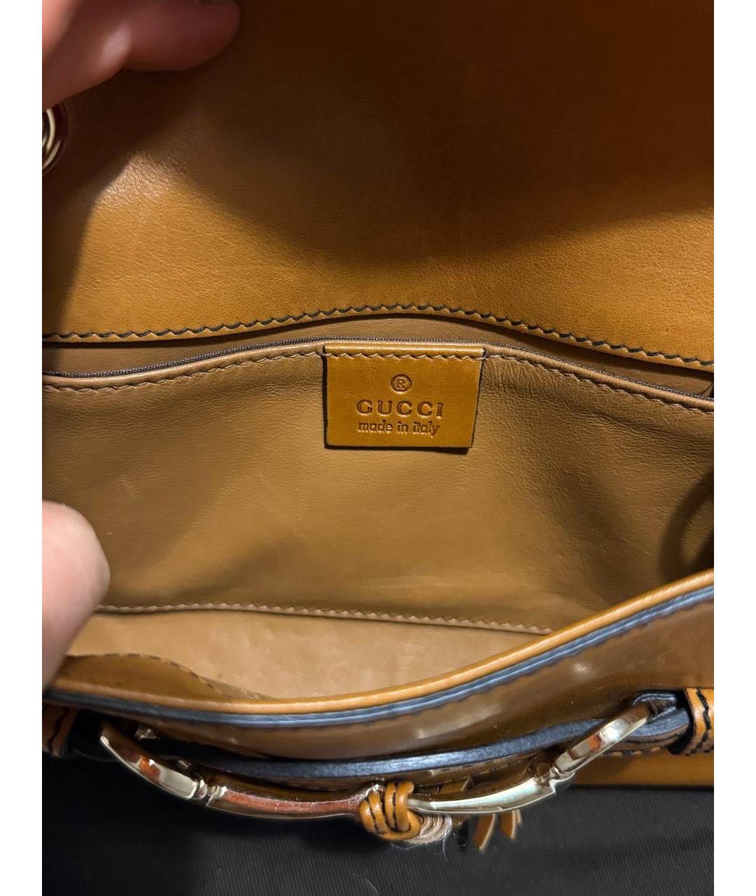 GUCCI Коричневая кожаная сумка через плечо, фото 8