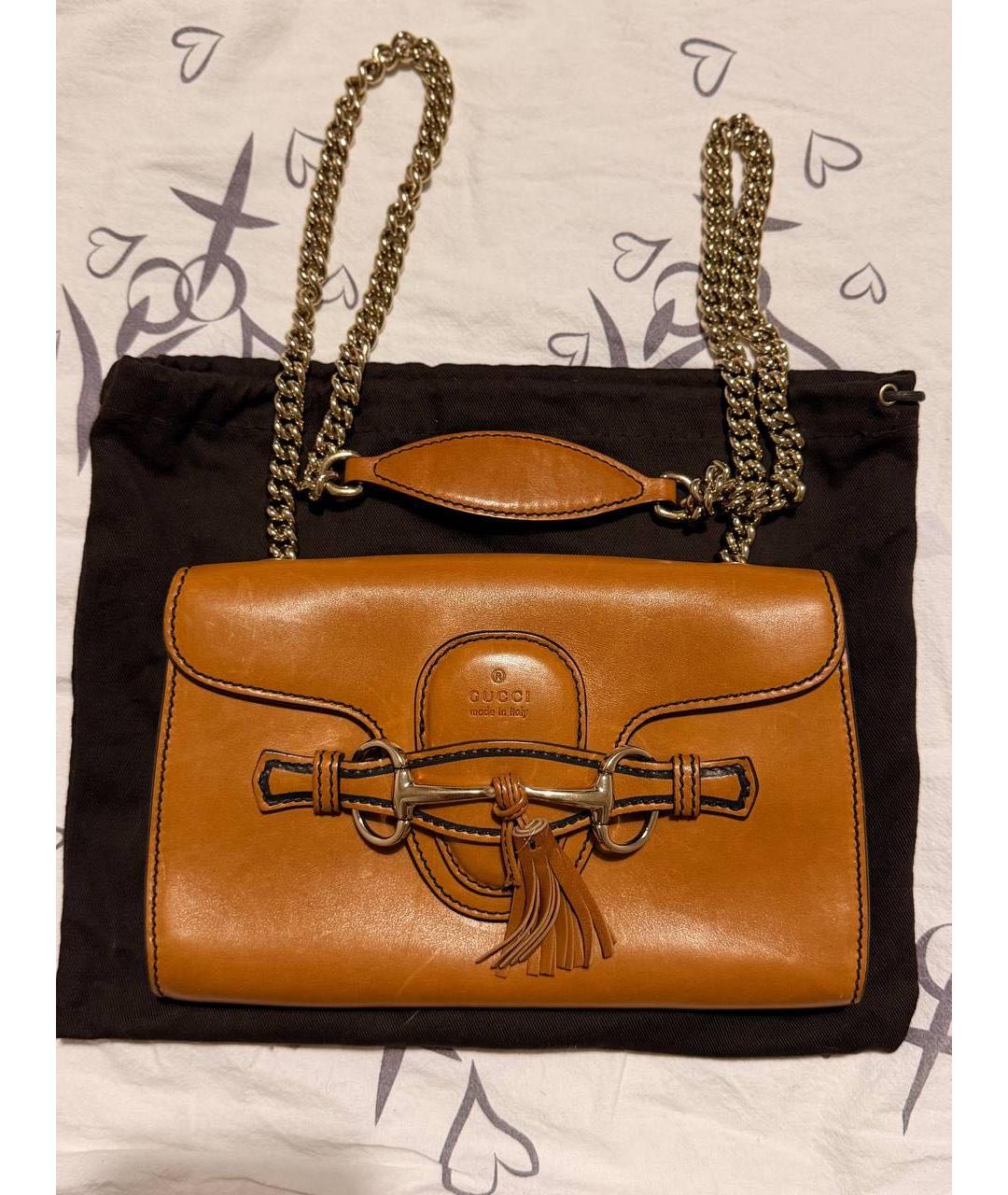 GUCCI Коричневая кожаная сумка через плечо, фото 9