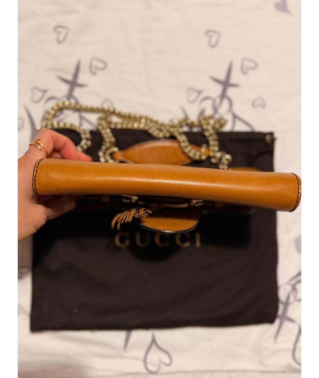 GUCCI Коричневая кожаная сумка через плечо, фото 7