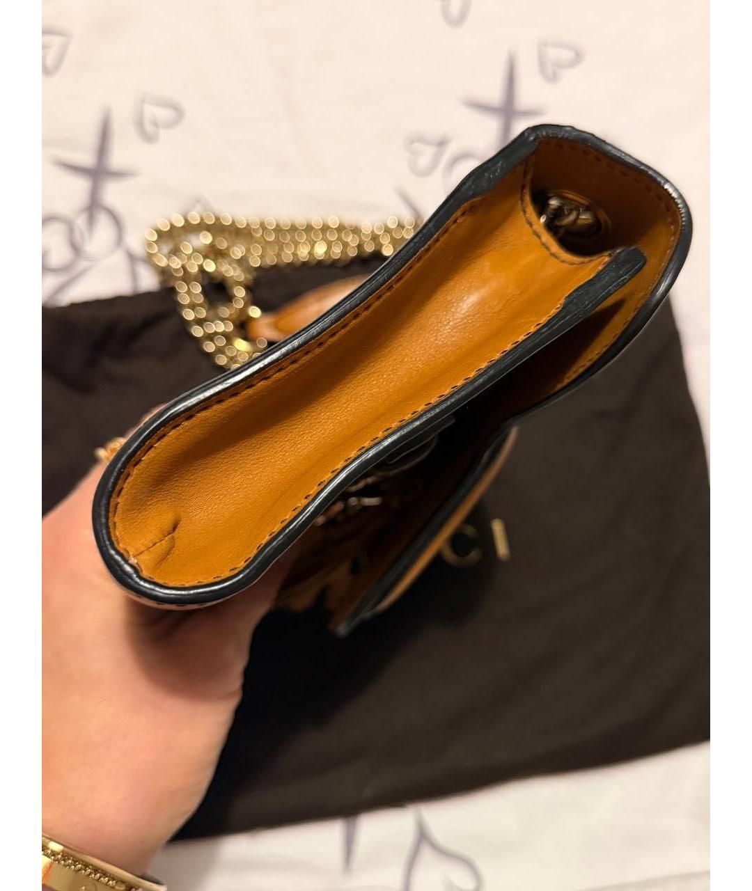 GUCCI Коричневая кожаная сумка через плечо, фото 2