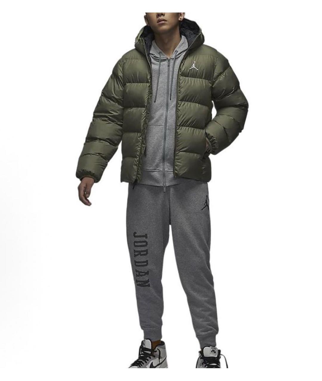 JORDAN Зеленый синтетический пуховик, фото 4