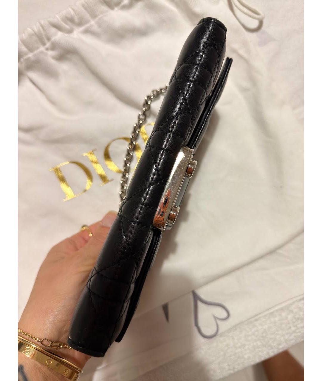 CHRISTIAN DIOR Черная кожаная сумка через плечо, фото 3