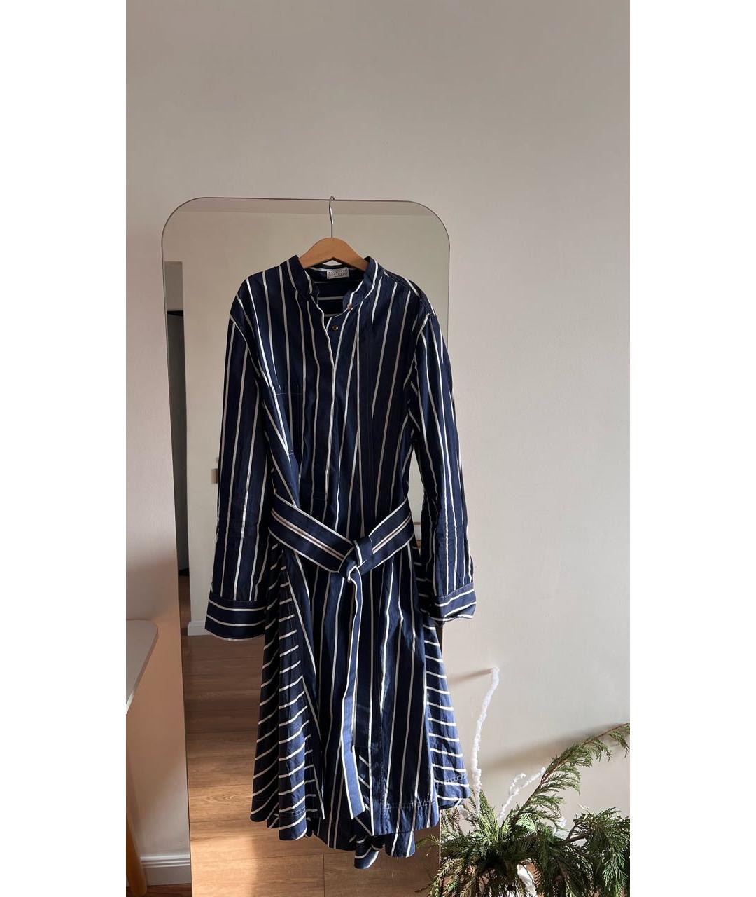 BRUNELLO CUCINELLI Синее хлопковое повседневное платье, фото 5