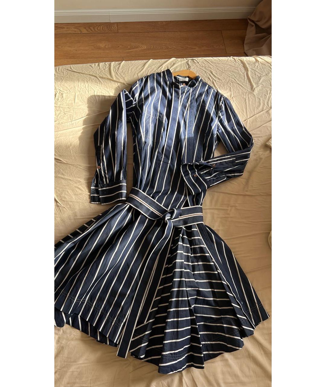 BRUNELLO CUCINELLI Синее хлопковое повседневное платье, фото 2