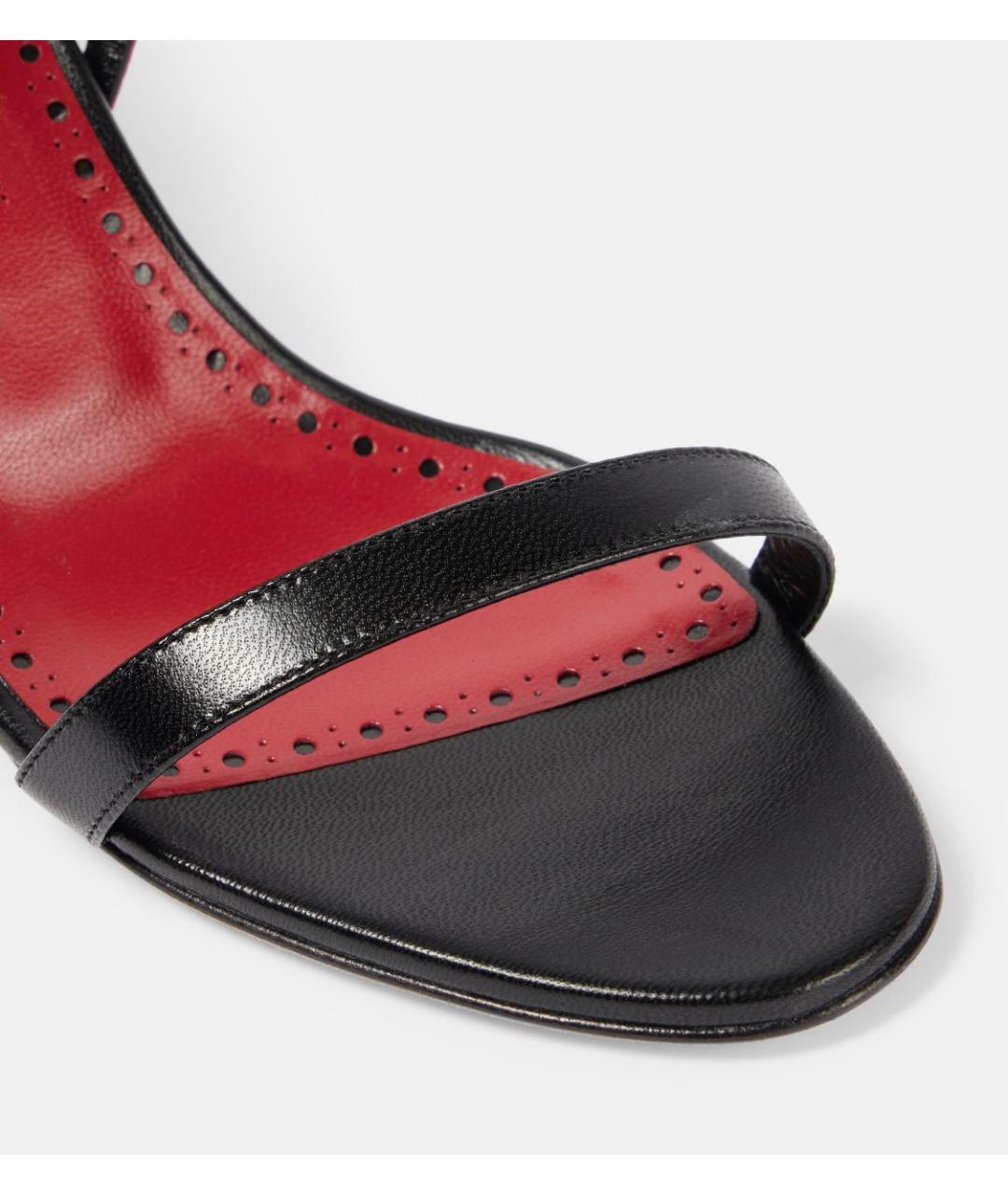 MANOLO BLAHNIK Черные кожаные босоножки, фото 5