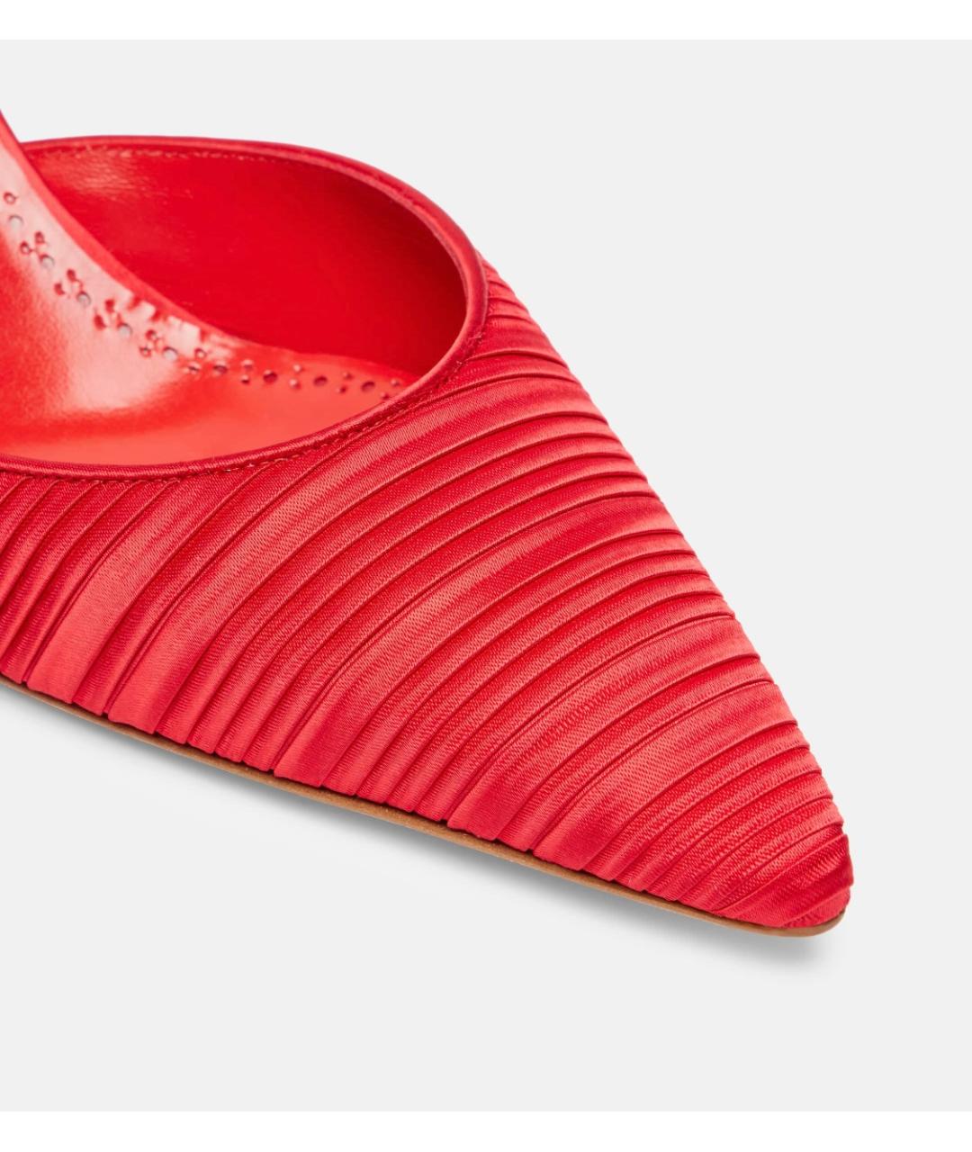 MANOLO BLAHNIK Красные текстильные мюли, фото 3