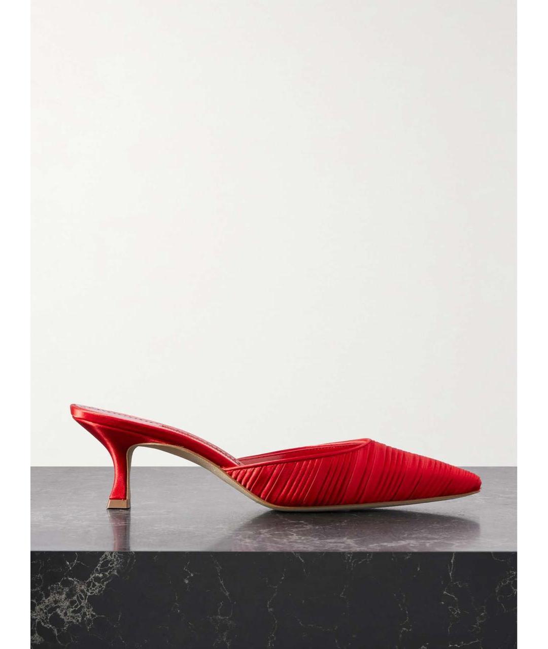 MANOLO BLAHNIK Красные текстильные мюли, фото 8