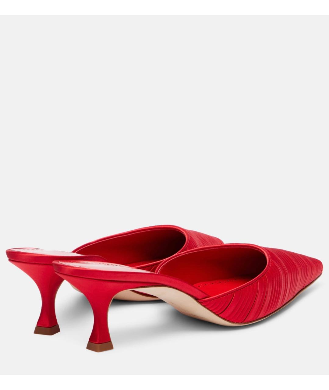 MANOLO BLAHNIK Красные текстильные мюли, фото 4